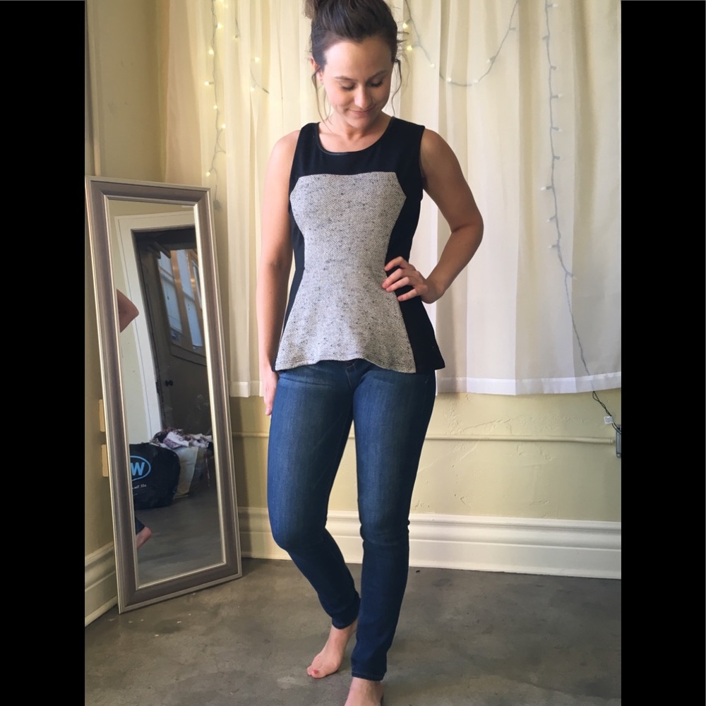Maurice's Black and Gray Peplum Top Size M